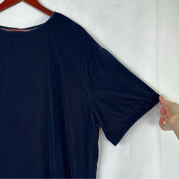 Gap Velvet Midi Slip Dress Short Sleeve Puff Sleeve Navy Luxury XXL Casual Soft - Picture 3 of 9
